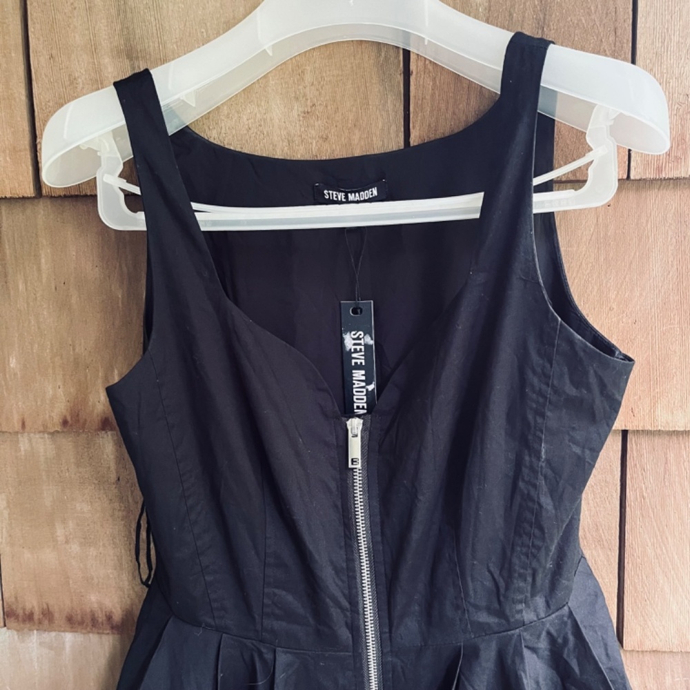 Steve MaddenWomen's Haiden Bubble-Hem Fit & Flare Black Dress Size M - Picture 8 of 16